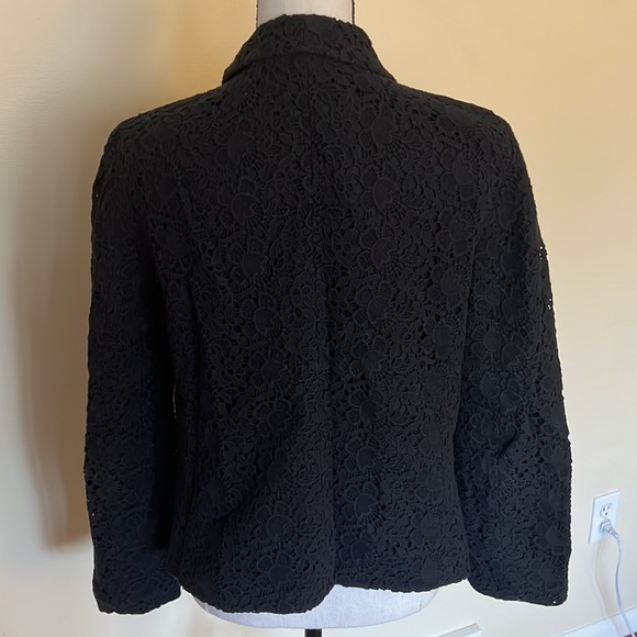 LOFT Navy Lace Overlay Open Blazer, Size 14 - Picture 3 of 5